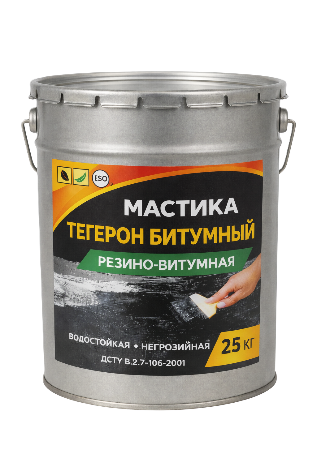 Тегерон Битумный ЭКОБИТ ведро 25,0 кг мастика резино-битумная ДСТУ Б В.2.7-108-2001 ( ГОСТ 30693-2000)